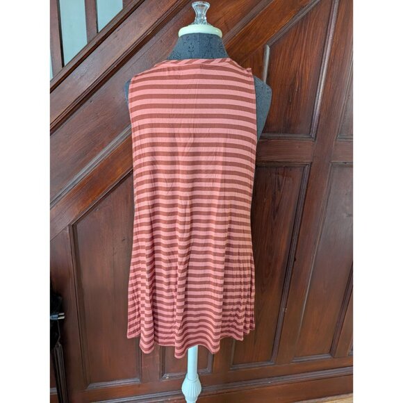 Logo Lori Goldstein Sleeveless Rust & Pink Striped Tank Top Flowy A-Line M - Picture 2 of 6